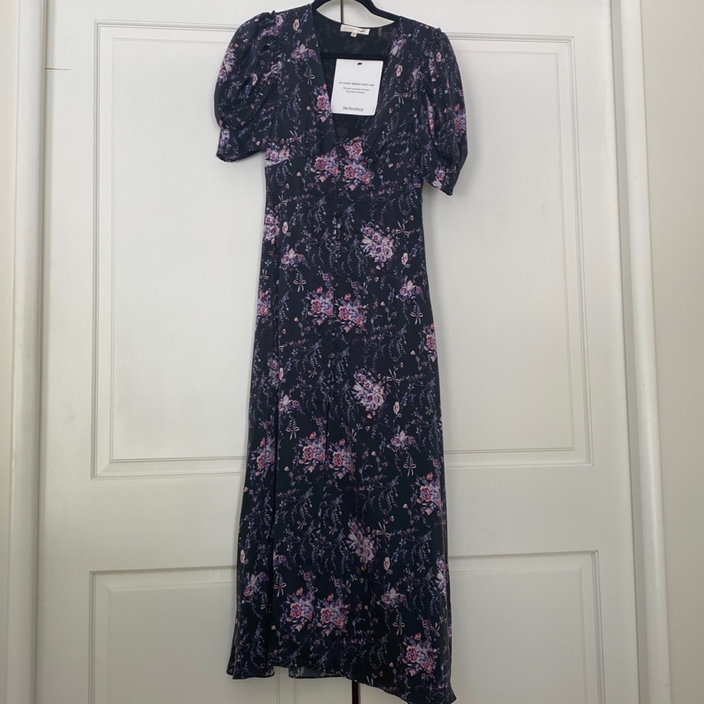 LoveShack Fancy Purple/Pink Silk Floral Dress Size XSmall
